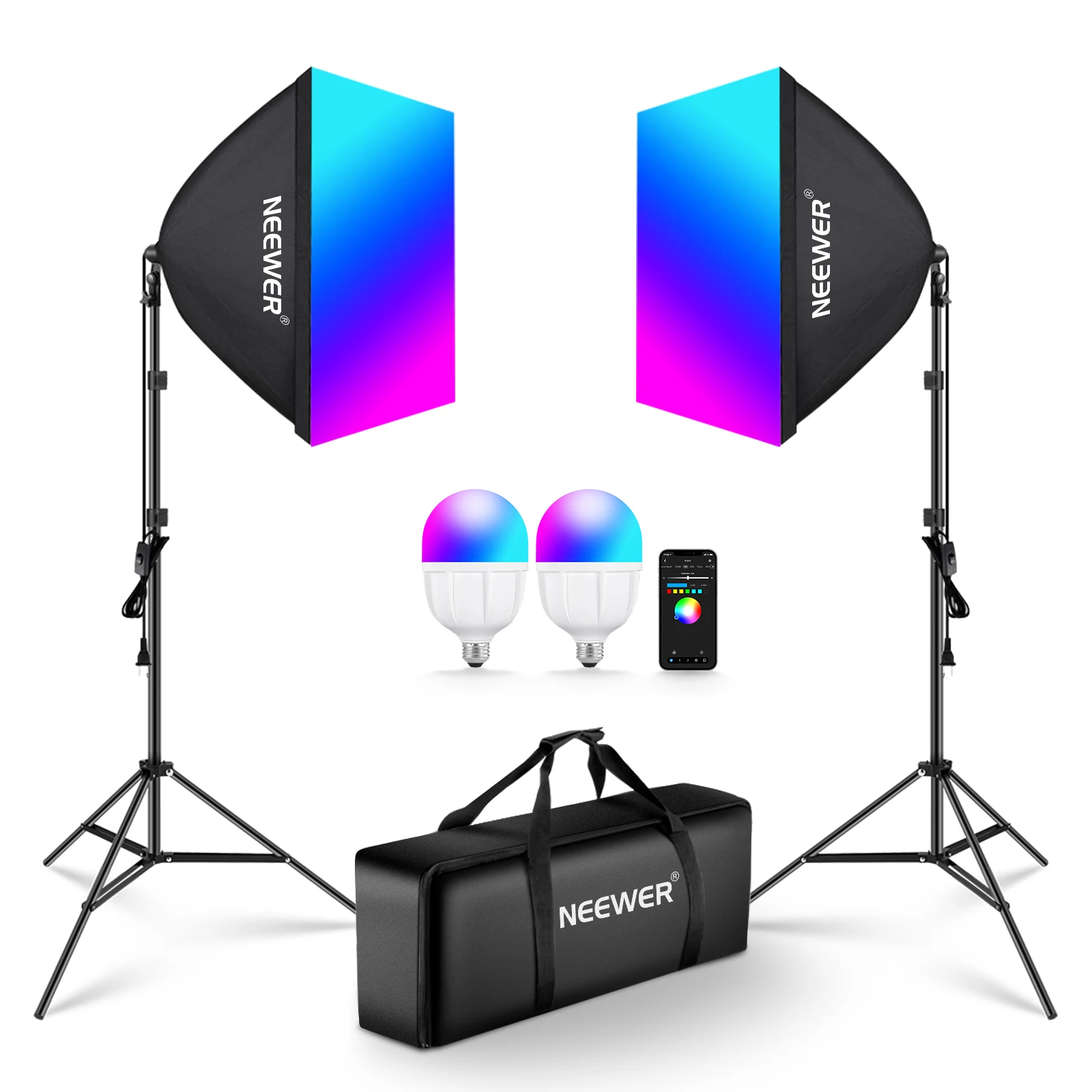 Photography Lighting Rgb - NEEWER RGB Softbox Lighting Kit With