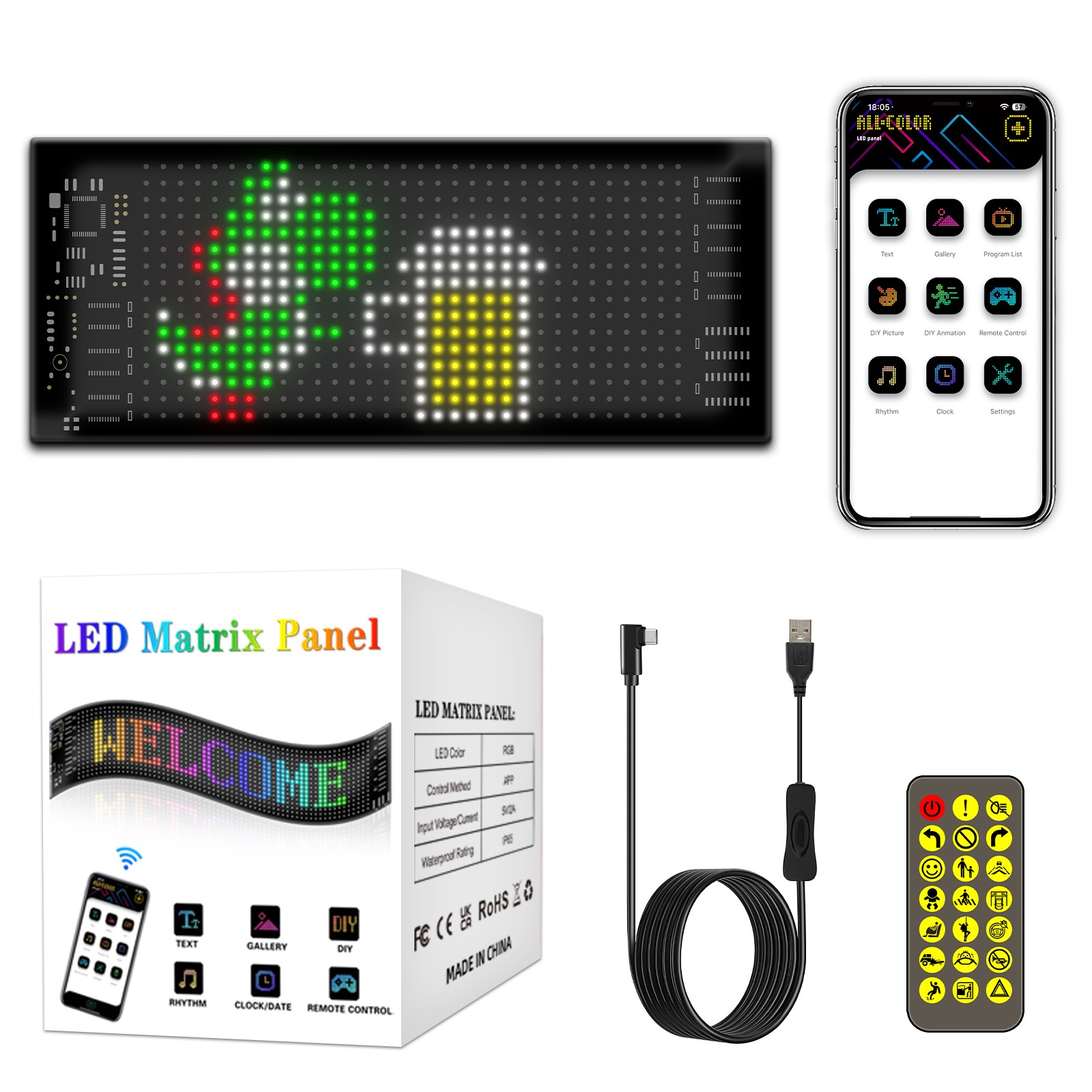Video Light Panel Led - Programmable Flexible LED Sign,Bluetooth App Control