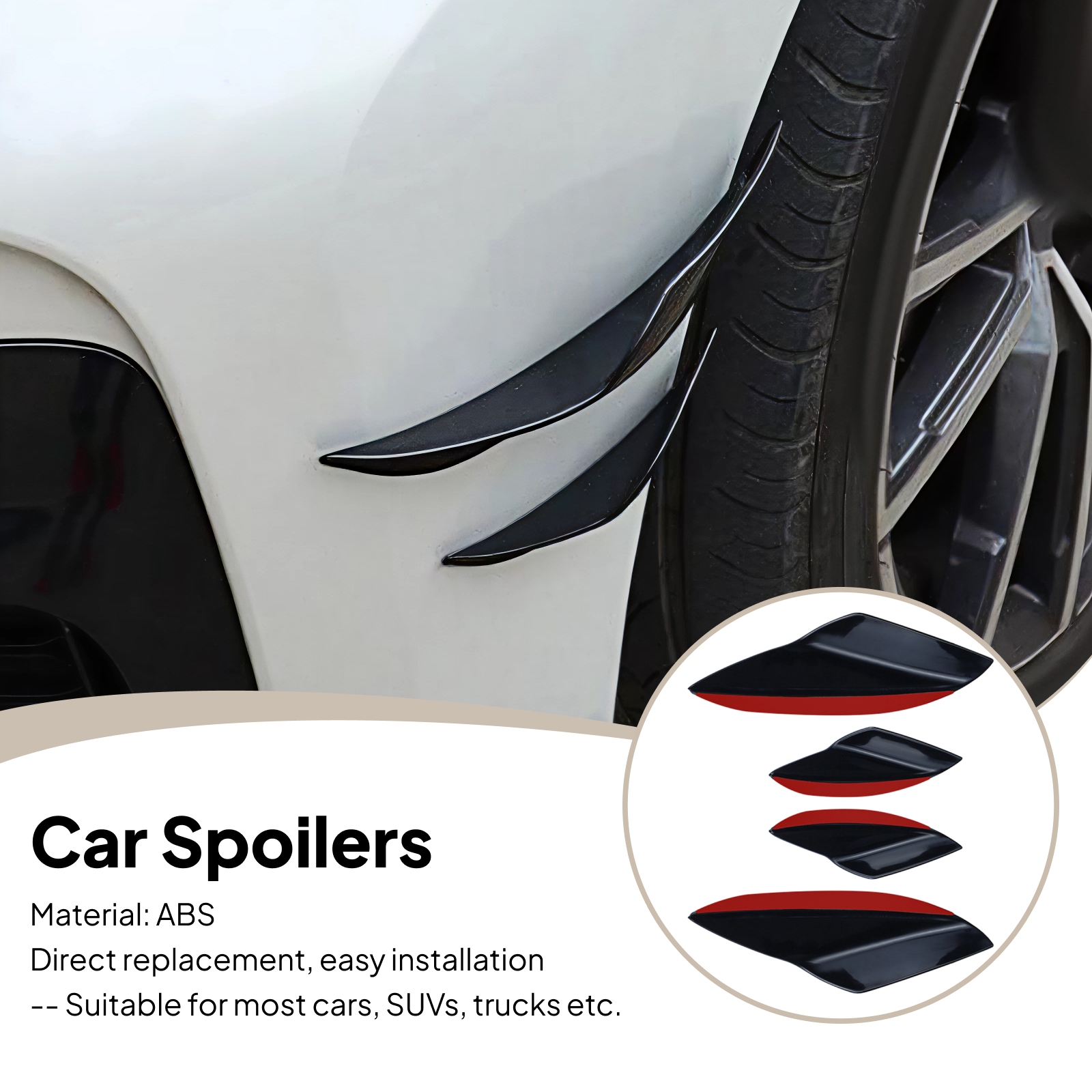 4Pcs Car Spoiler Canards Set S - Diffusion Material Roll incelemesi ve fiyatı