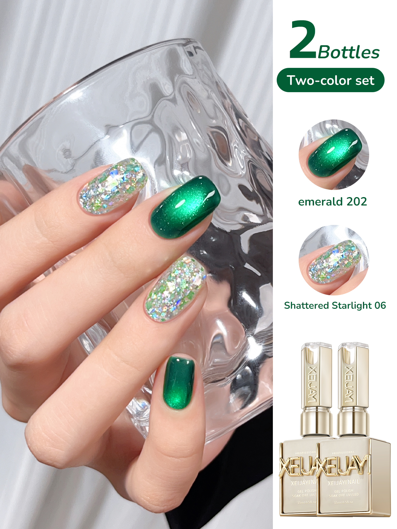 XEJAYI 2Pcs 15ml Green Cat Eye - Photography Lighting Gel incelemesi ve fiyatı